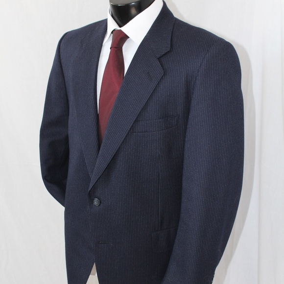 SAMUELSON men's 2 piece 100% wool navy suit 44R - Picture 2 of 8
